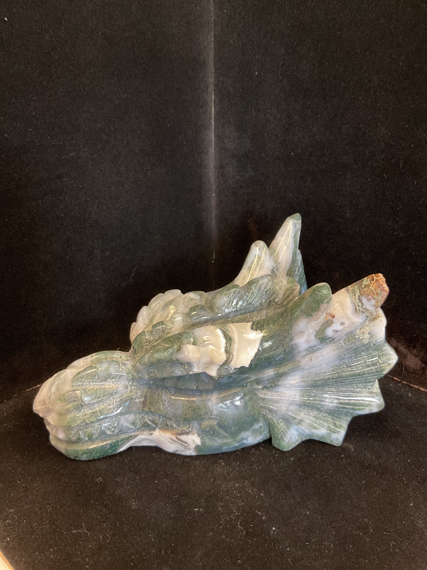 Moss Agate Dragon Head