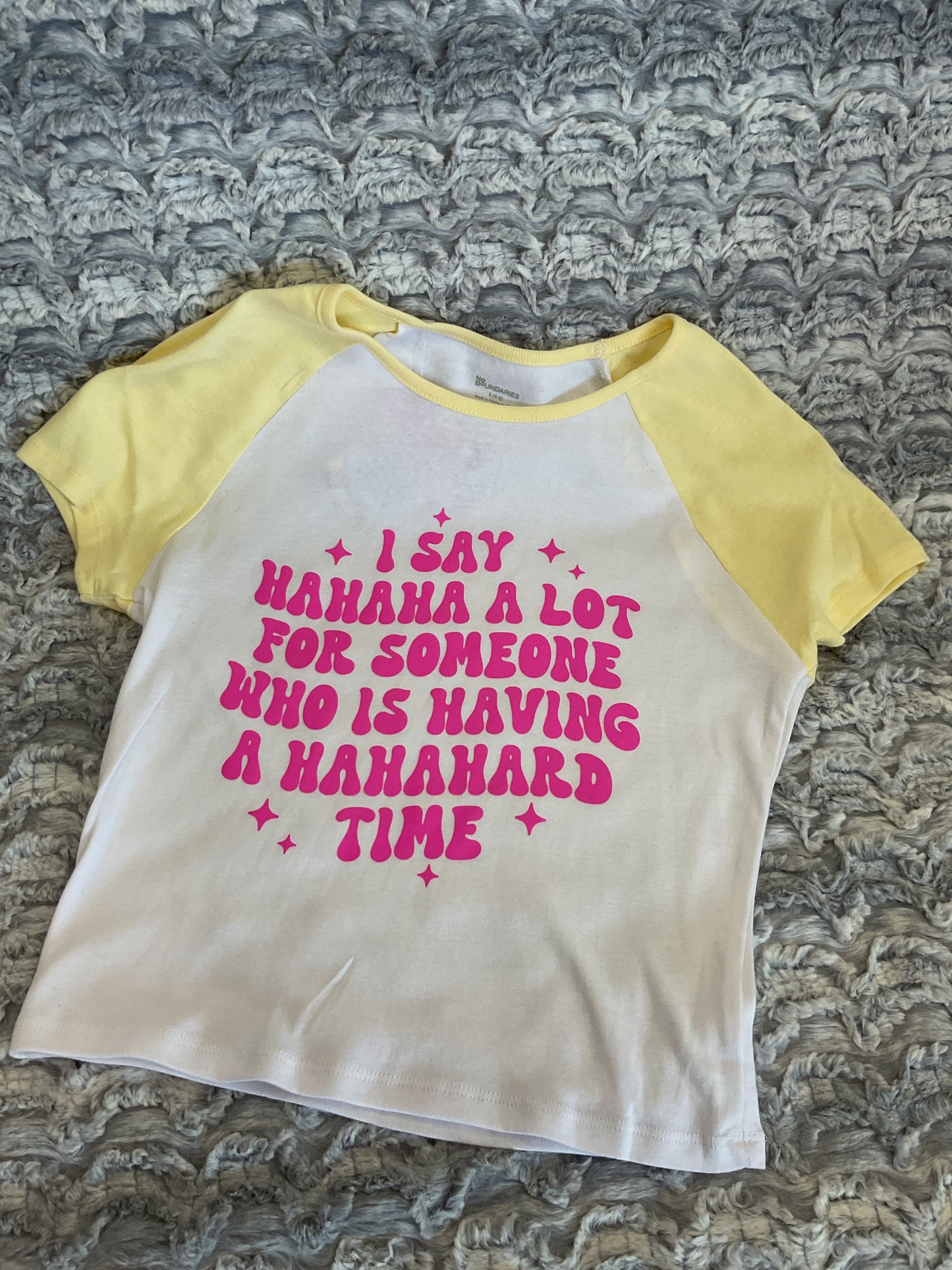 Hahahard time crop shirt