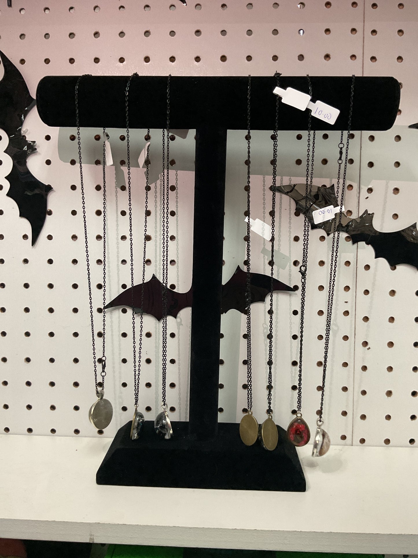 Butterfly and beetle necklaces