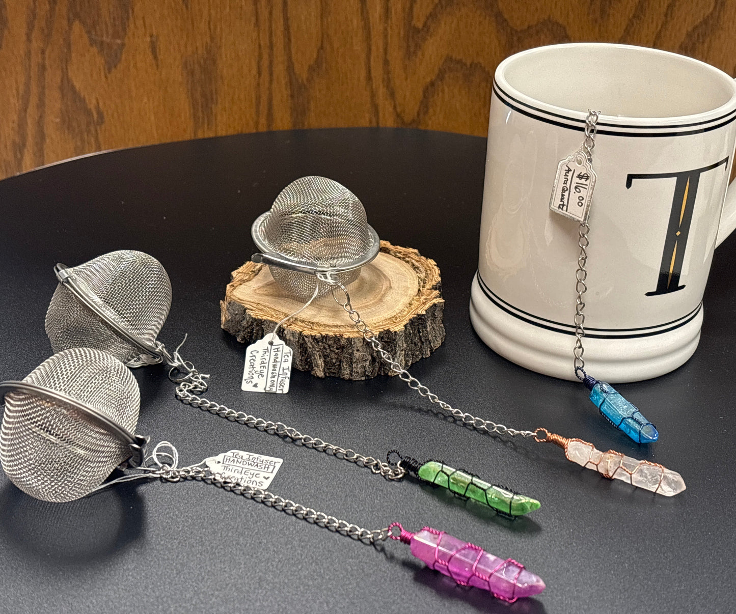 Tea infuser crystal point