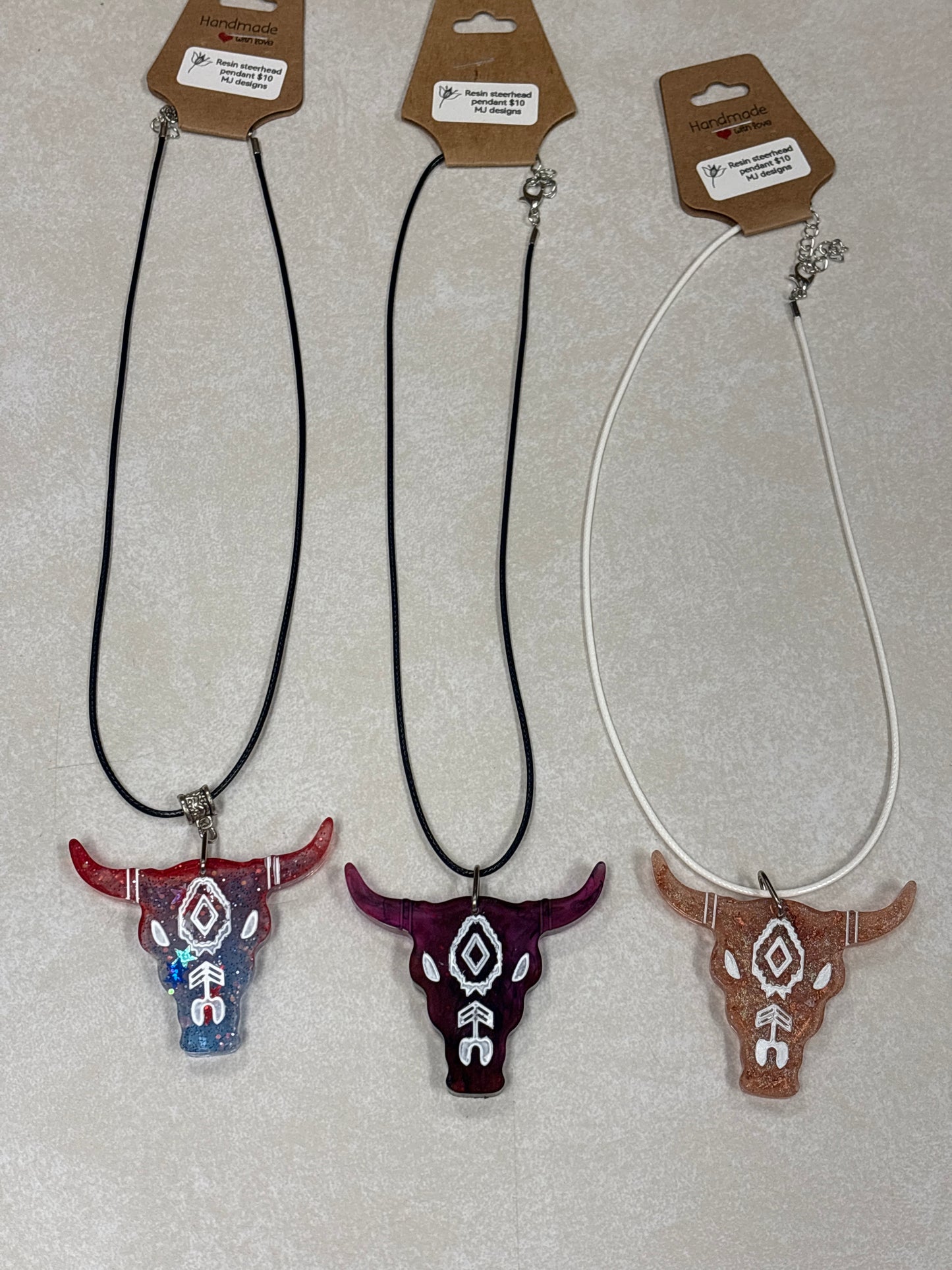 MJ Longhorn resin necklace