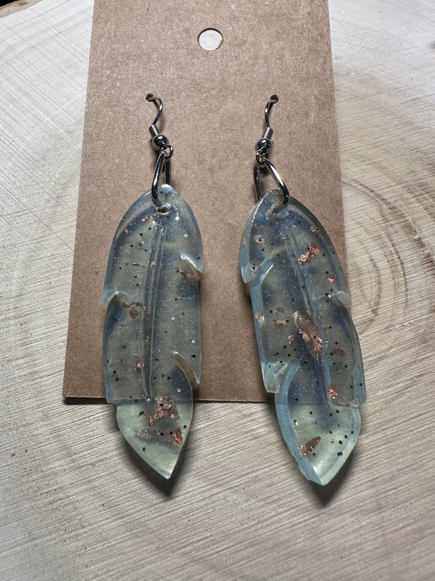 MJ resin feather earrings