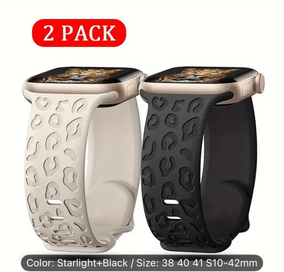 2 Pack Leopard Straps for Apple Watch Band