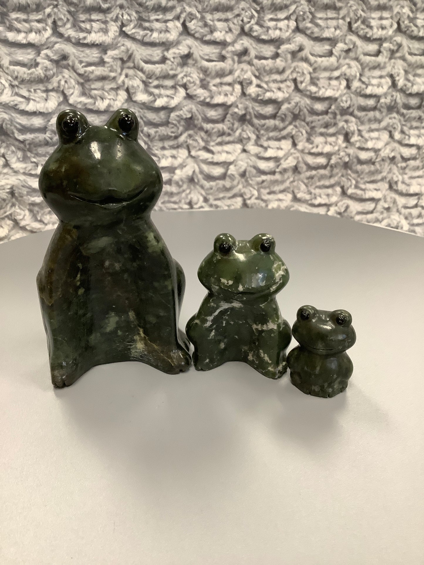 Nephrite Jade Frog Family
