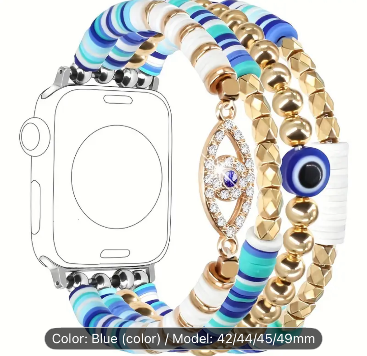 Evil Eye Jewelry Beads Bohemian Bracelet Compatible with Apple Watch Strap