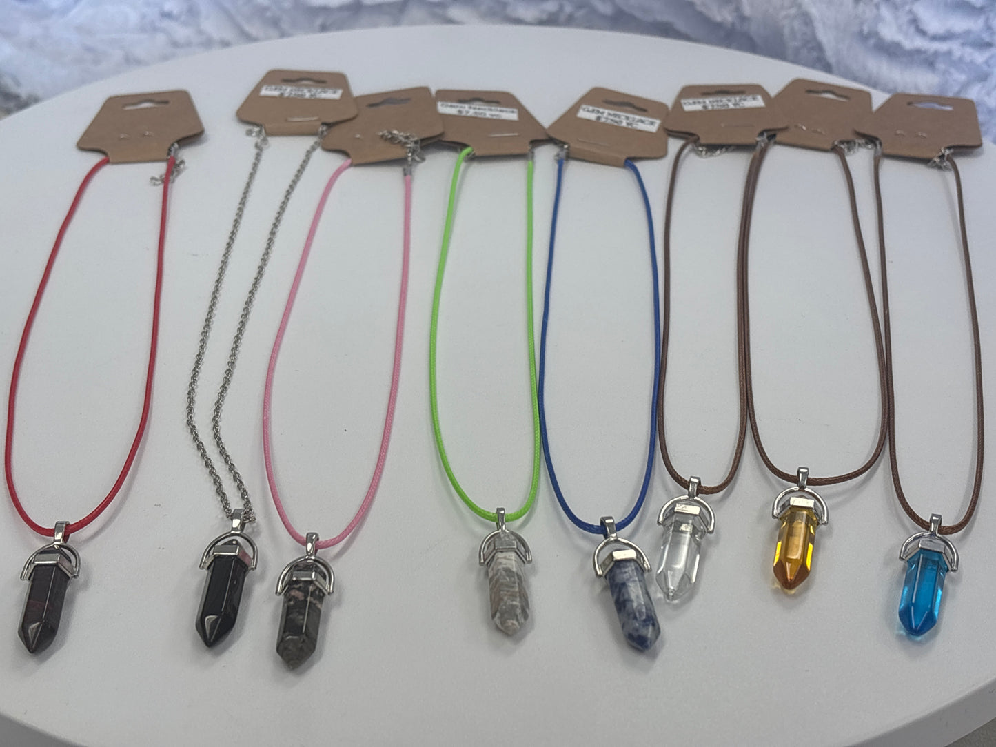 Color wax cord crystal pendant necklace