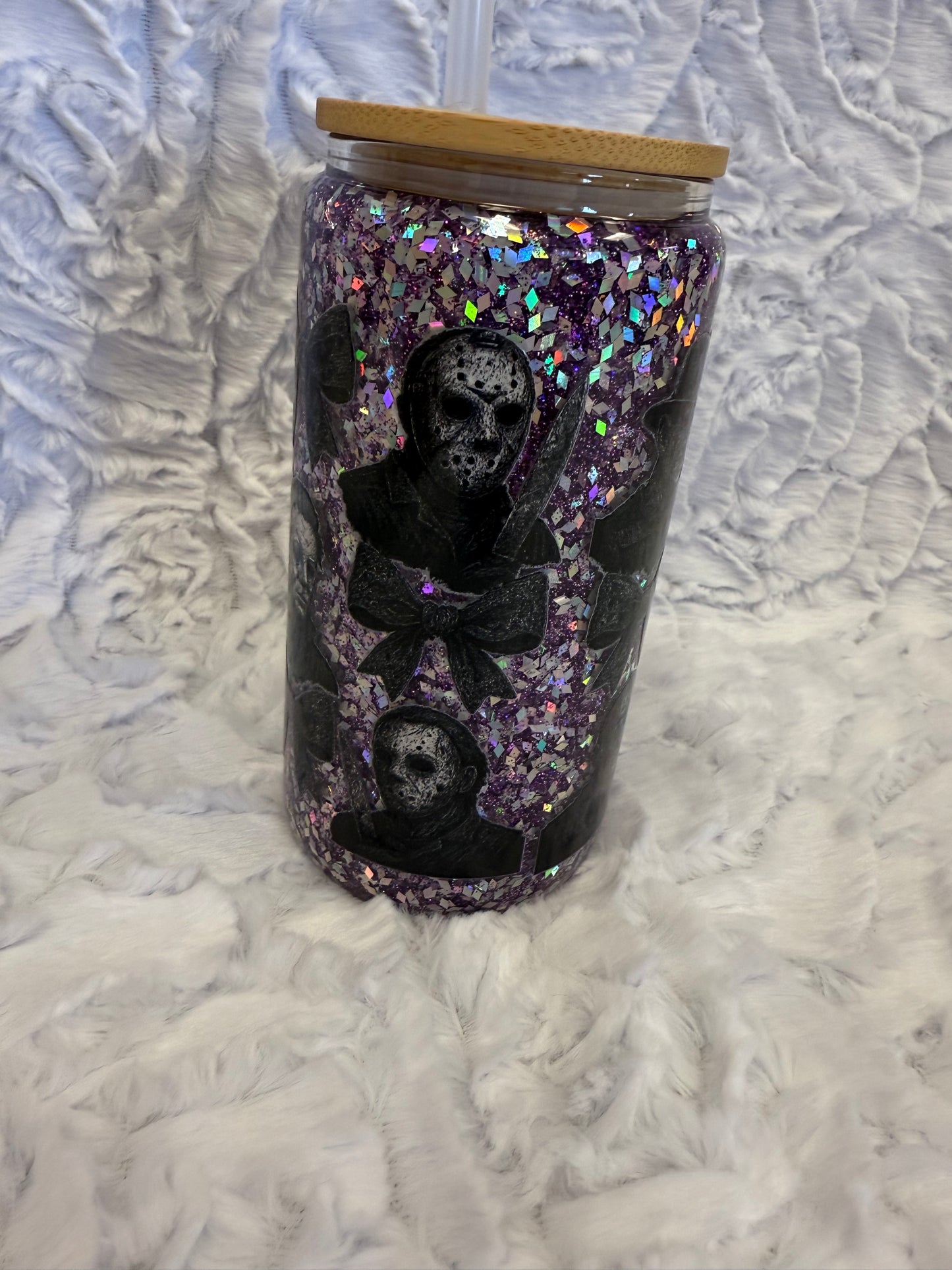 Snow globe glass cup 16 oz