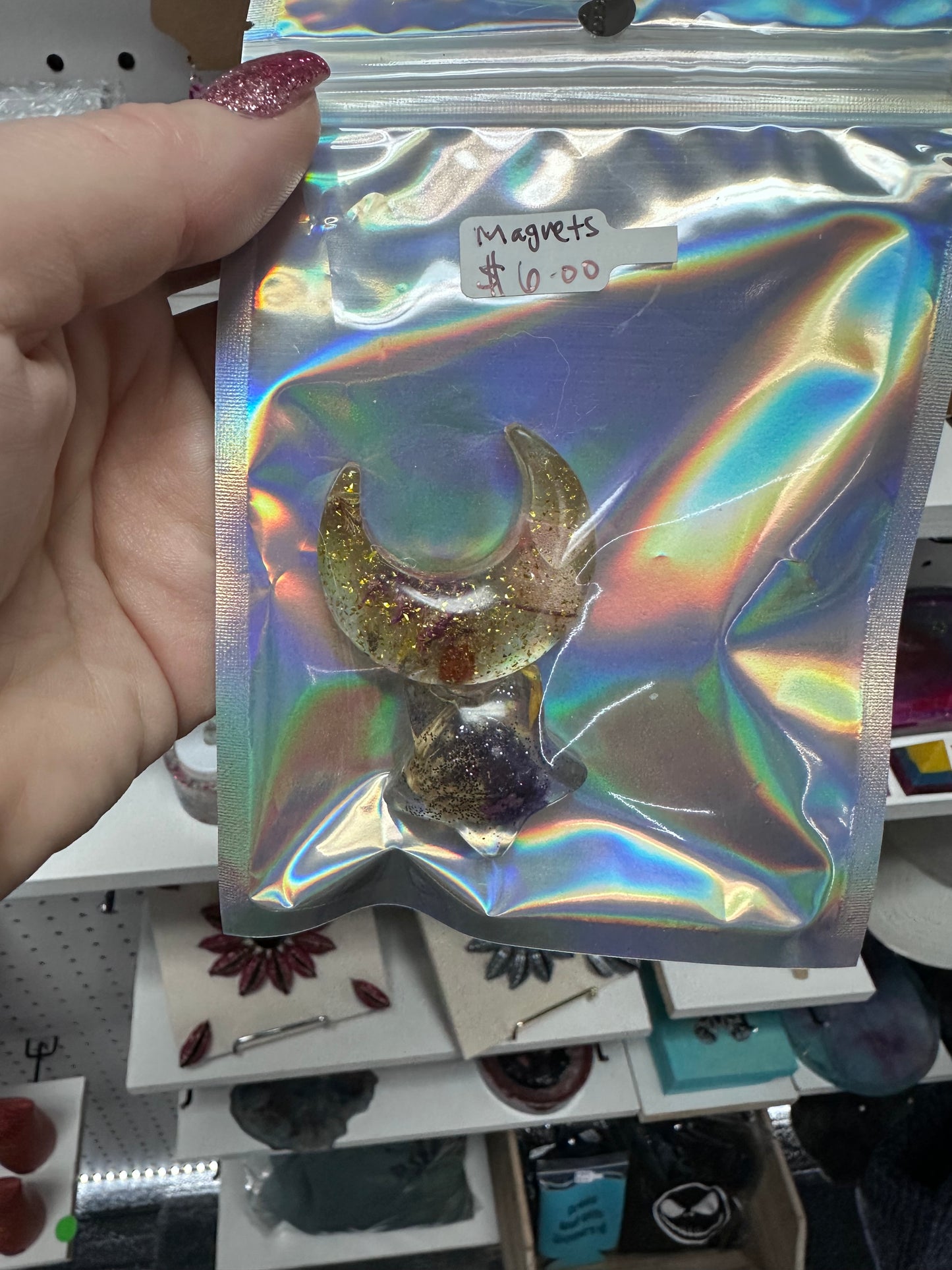 Crescent moon and star magnet pack floral