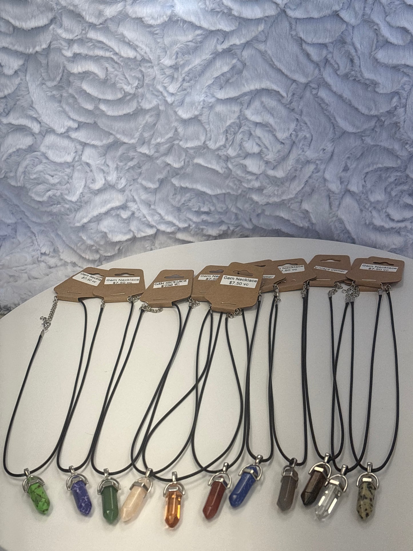 Vc wax black cord crystal necklace