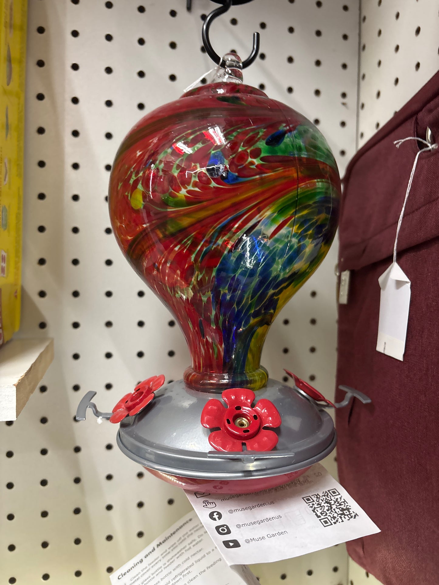 hand blown hummingbird feeder