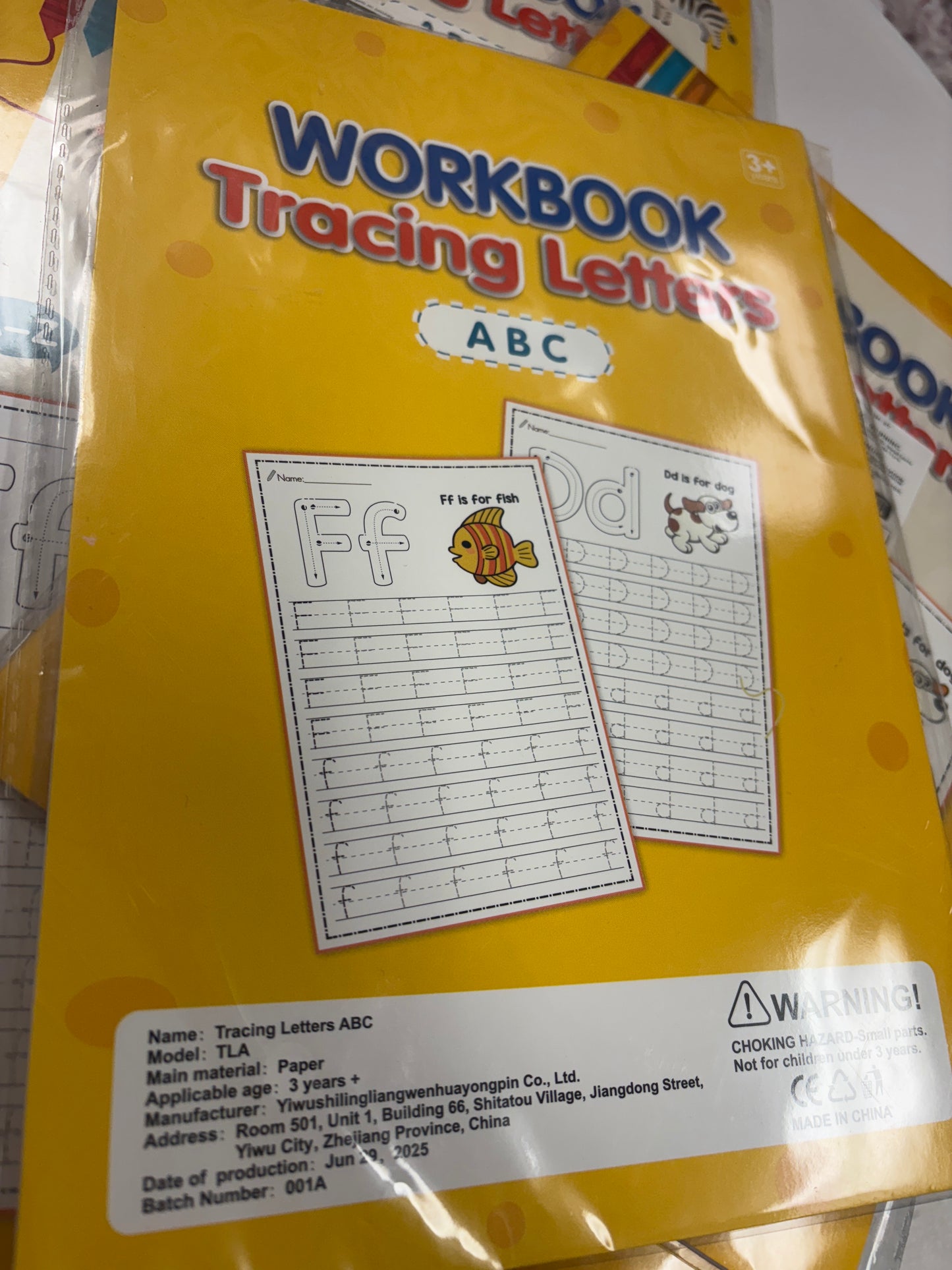 Workbook, tracing letter letters