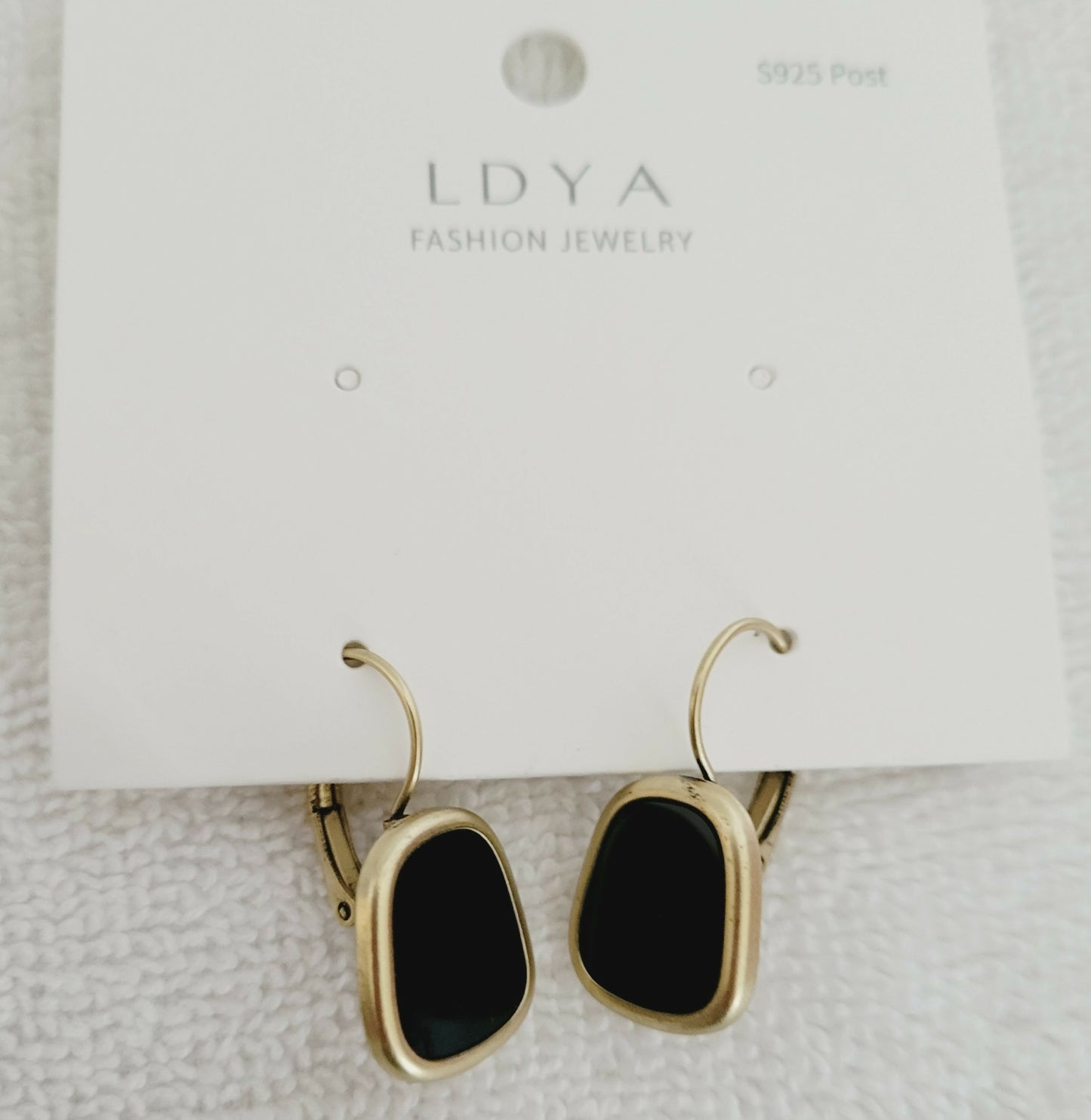 LDYA Black & Golden Tone Earrings