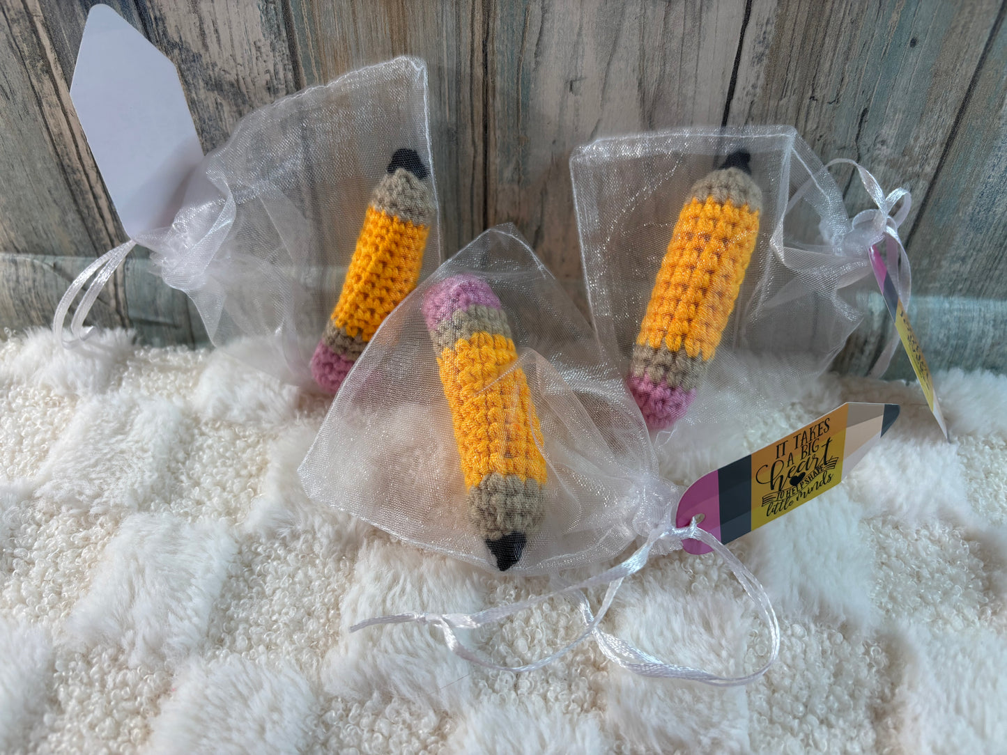 Teacher crochet pencils treat bag