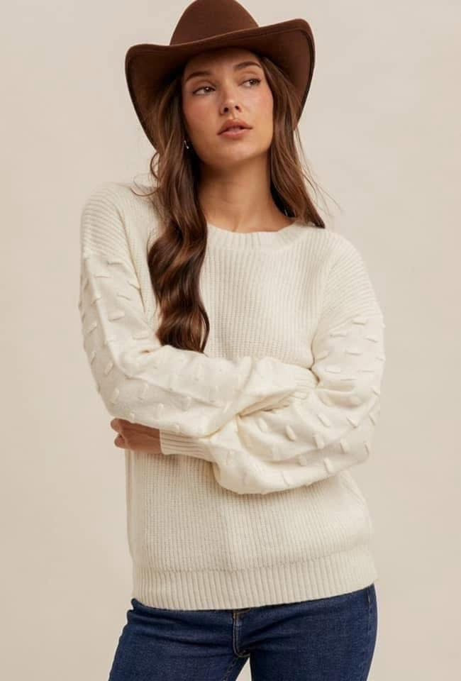 White textured sweater