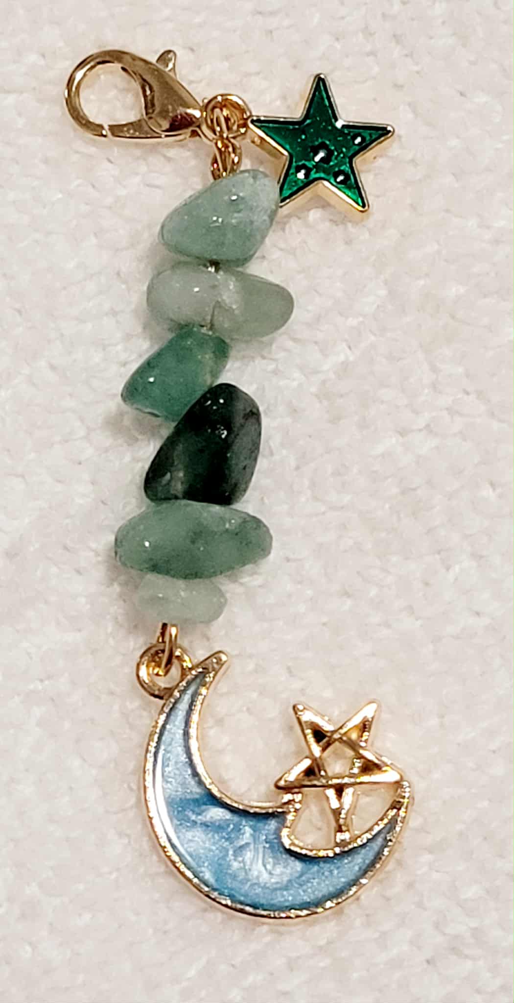 Gemstone Beaded Moon Pendant Charm