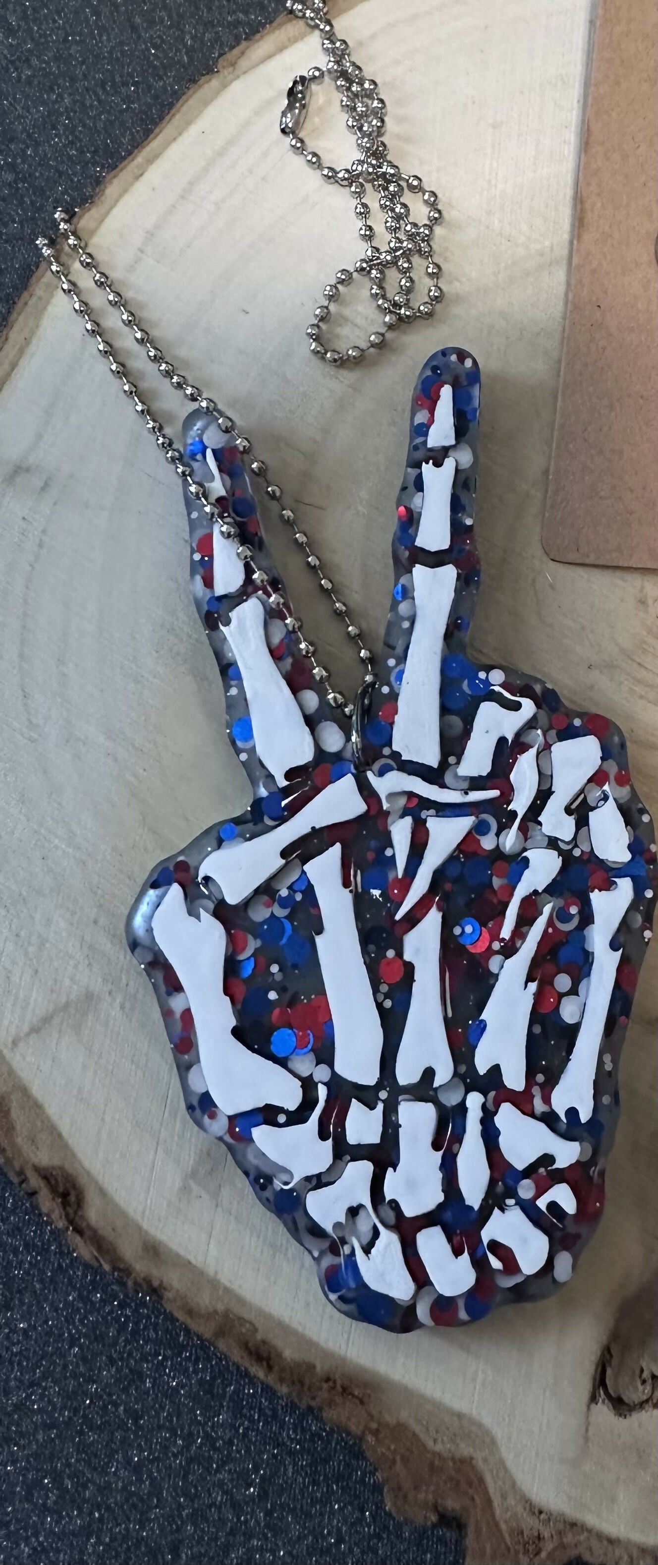 Patriotic resin Skelly hand