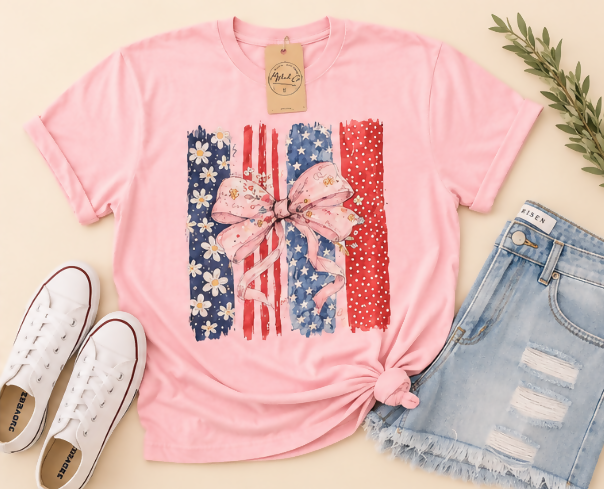4th of July - Pink Bow
