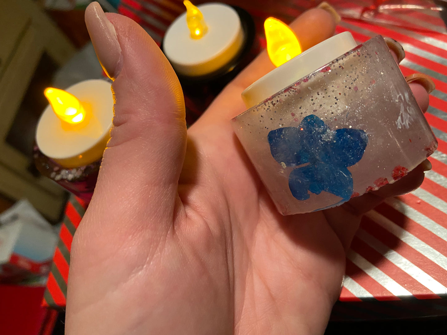 Mini floral tea-light candle holder