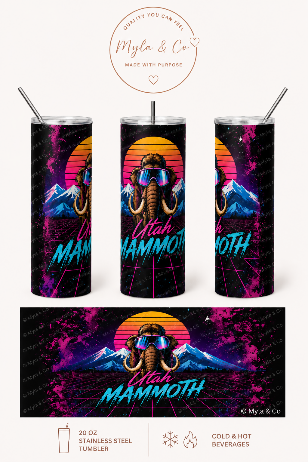 Utah Mammoth Retro 20oz Tumbler
