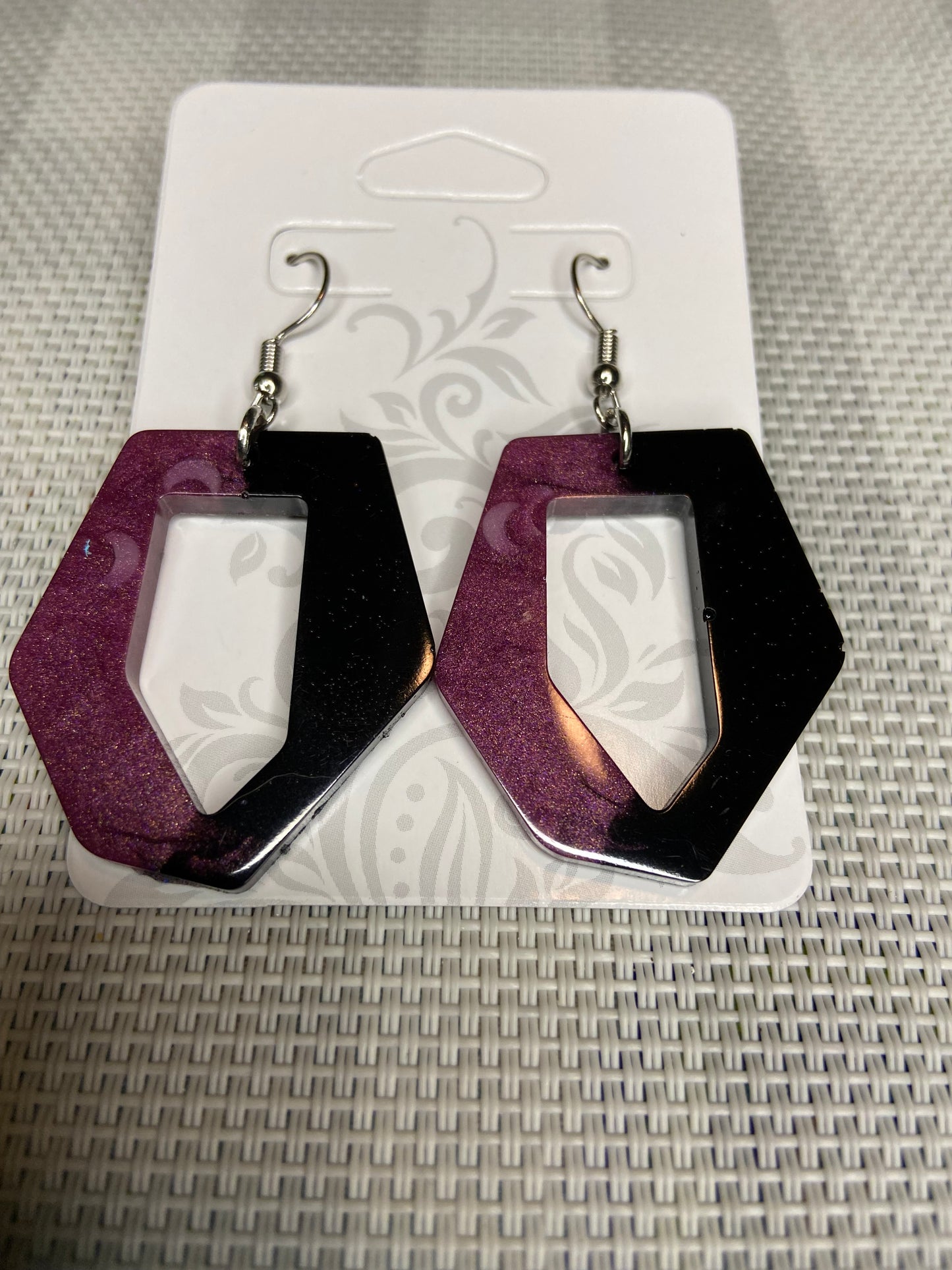 Purple and black abstract earrings