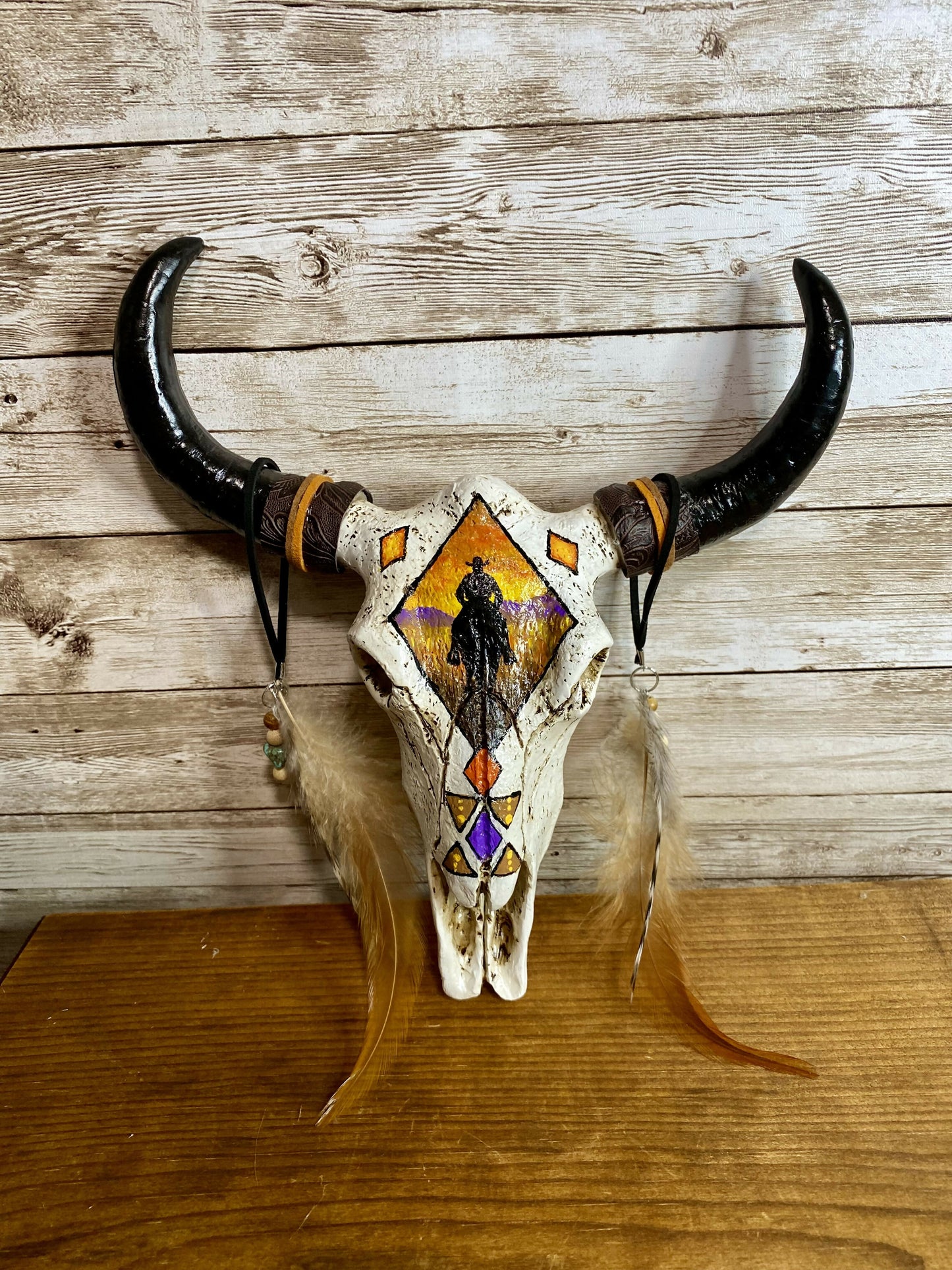 Hand painted faux cow skull