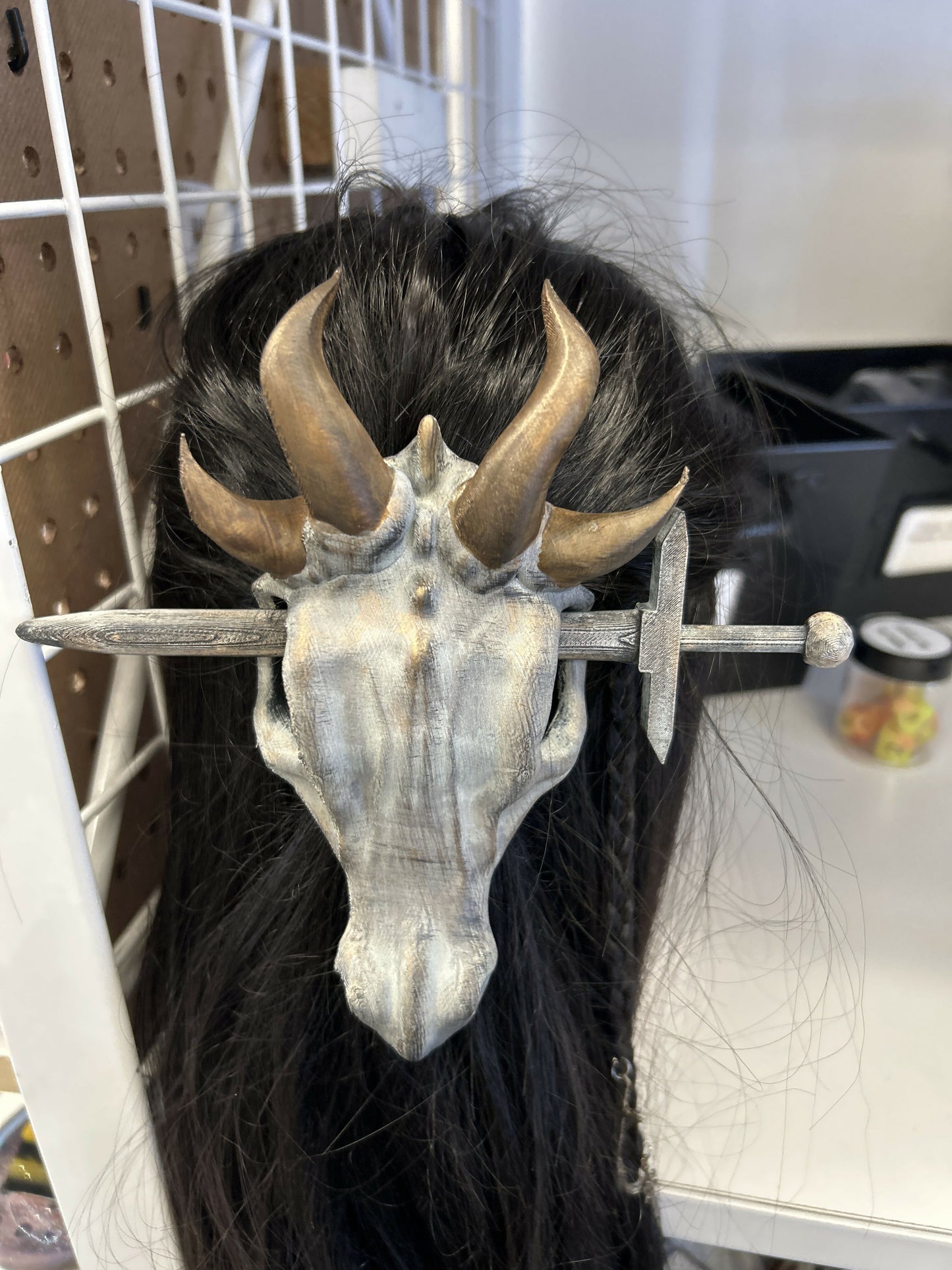 Dragon skull hair piece