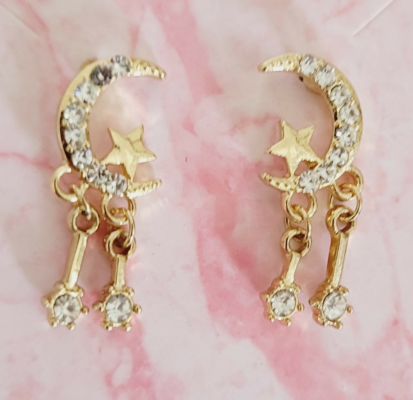 Moon Dangling Rhinestone Earrings