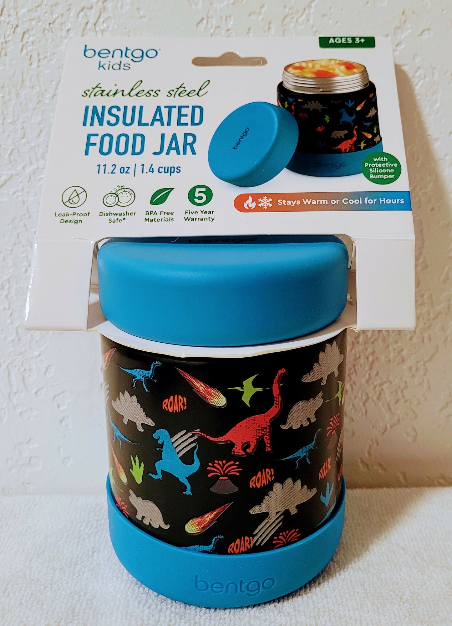bentgo kids Dinosaur Stainless Steel Insulated Food Jar