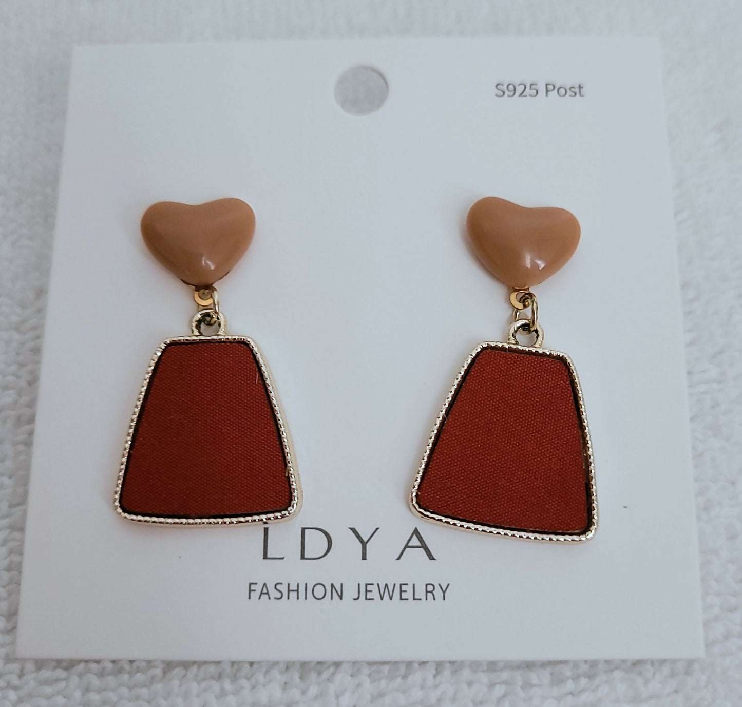 LDYA Heart Red Dangling Earrings