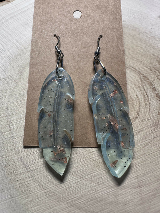 MJ resin feather earrings