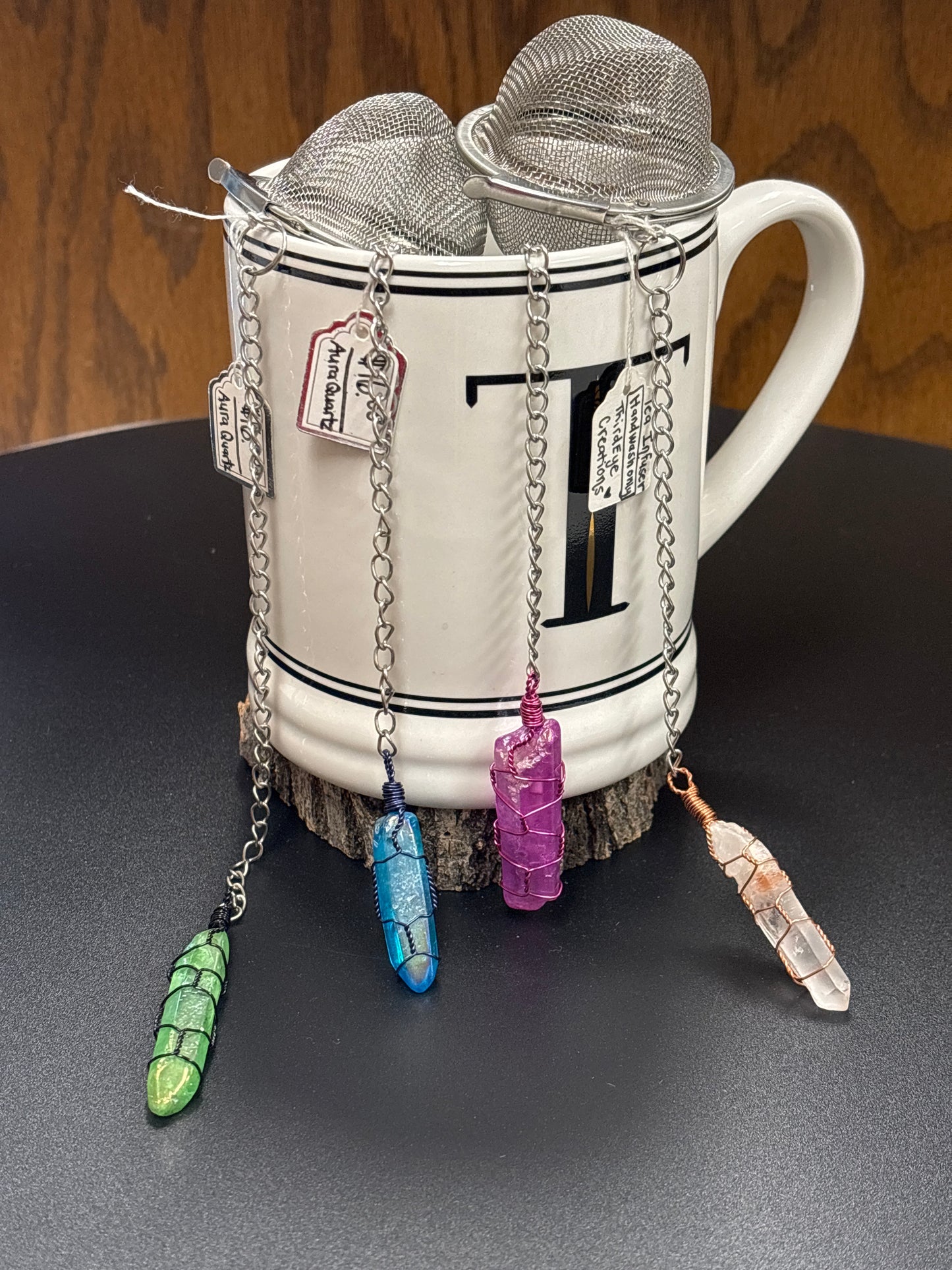 Tea infuser crystal point