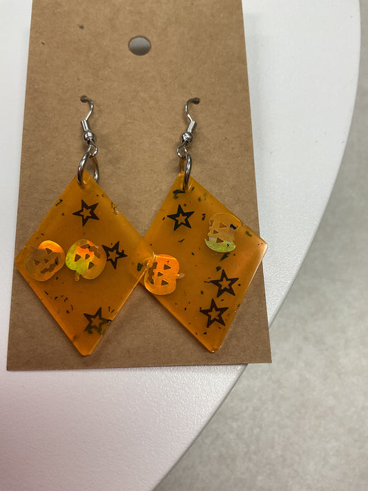 MJ pumpkin resin earrings