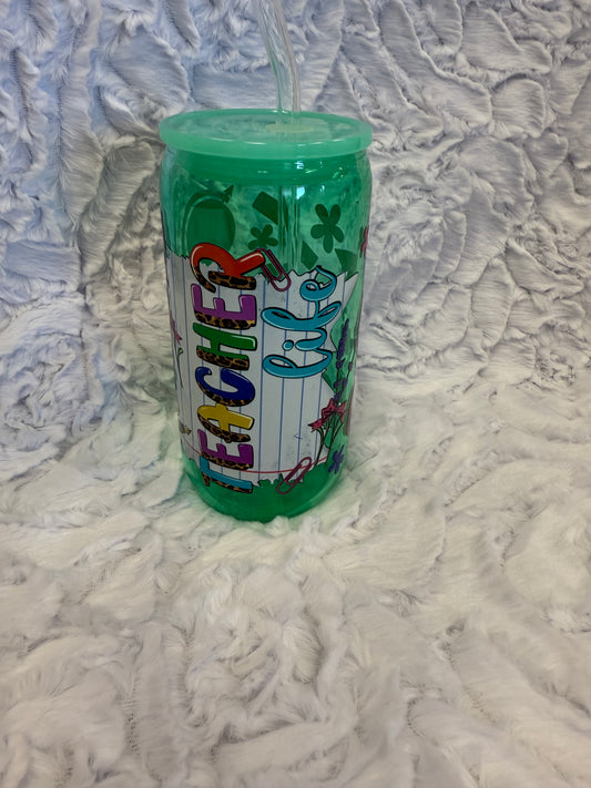 Teacher cup glass 16 oz