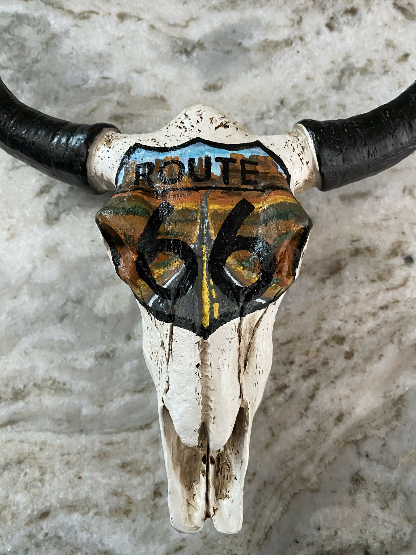 Hand painted faux cow skull