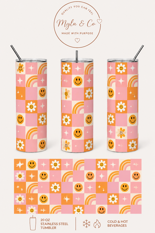 Smiley Checkered 20oz Tumbler