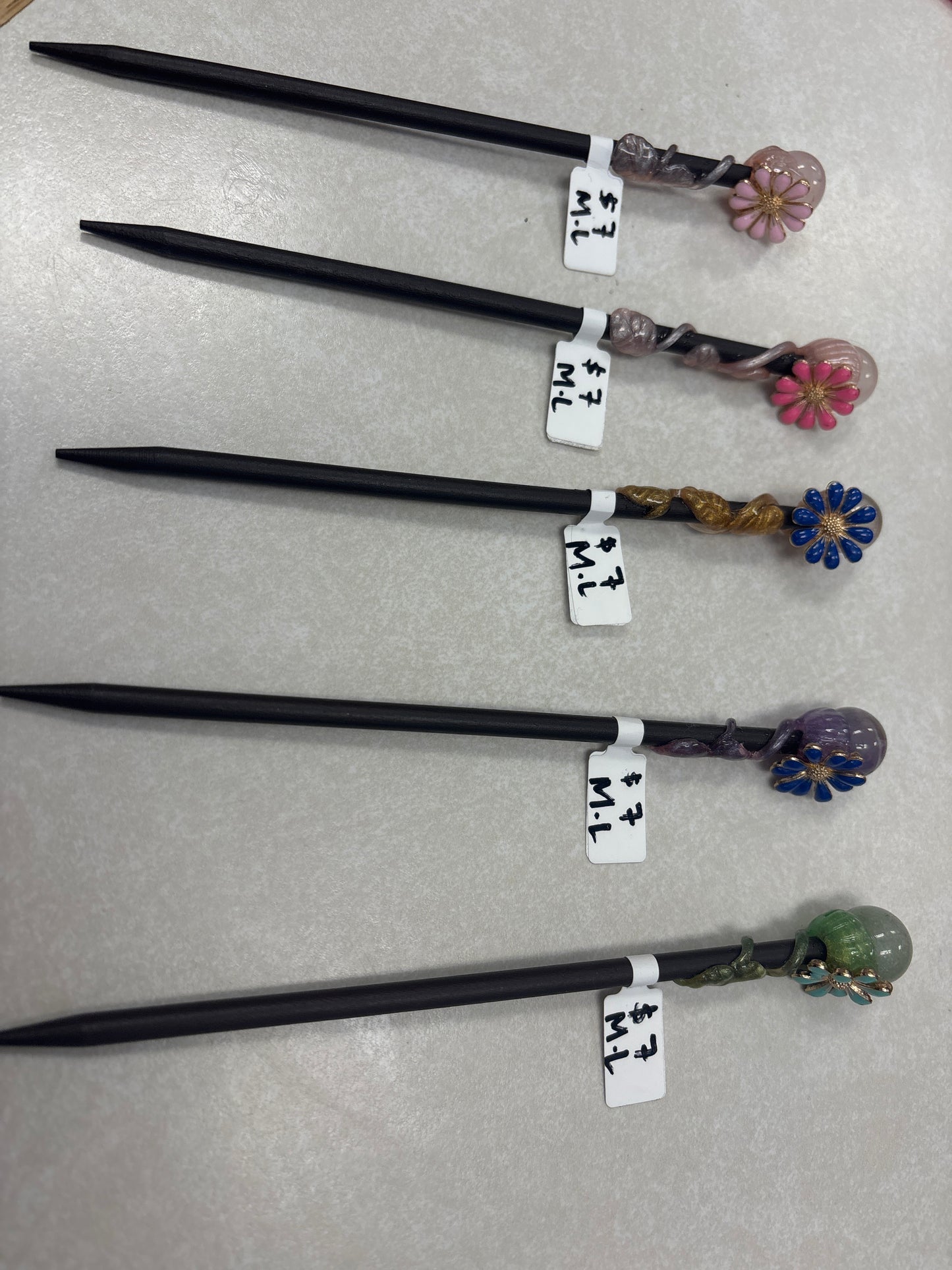Crystal flower hair chop sticks