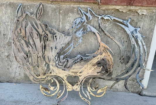Pasture pair horses gold