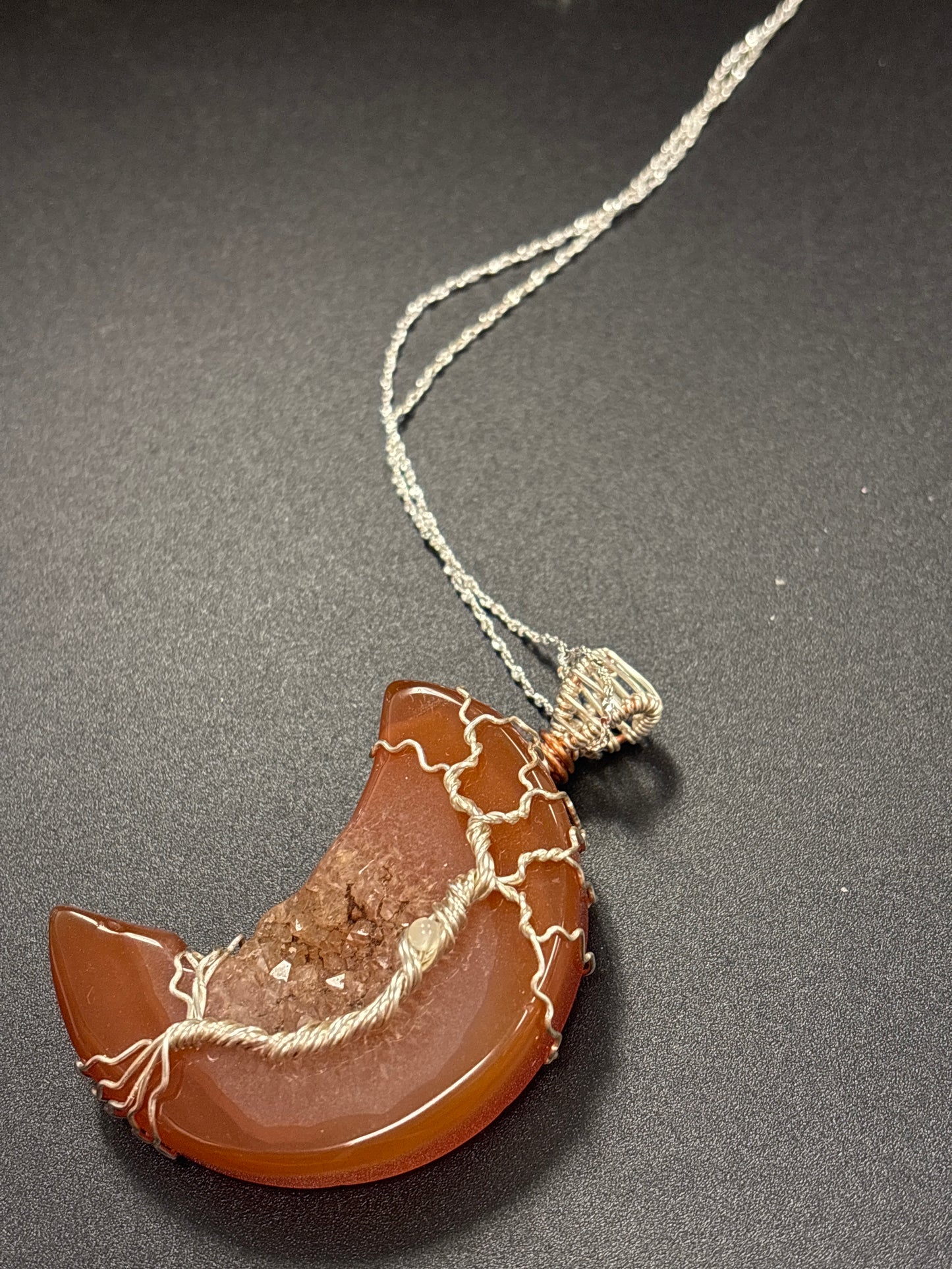 Wired wrapped crystal necklaces