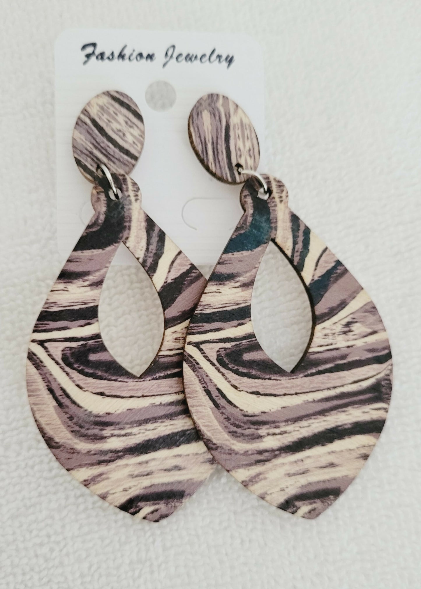 Brown Wooden Colorful Earrings