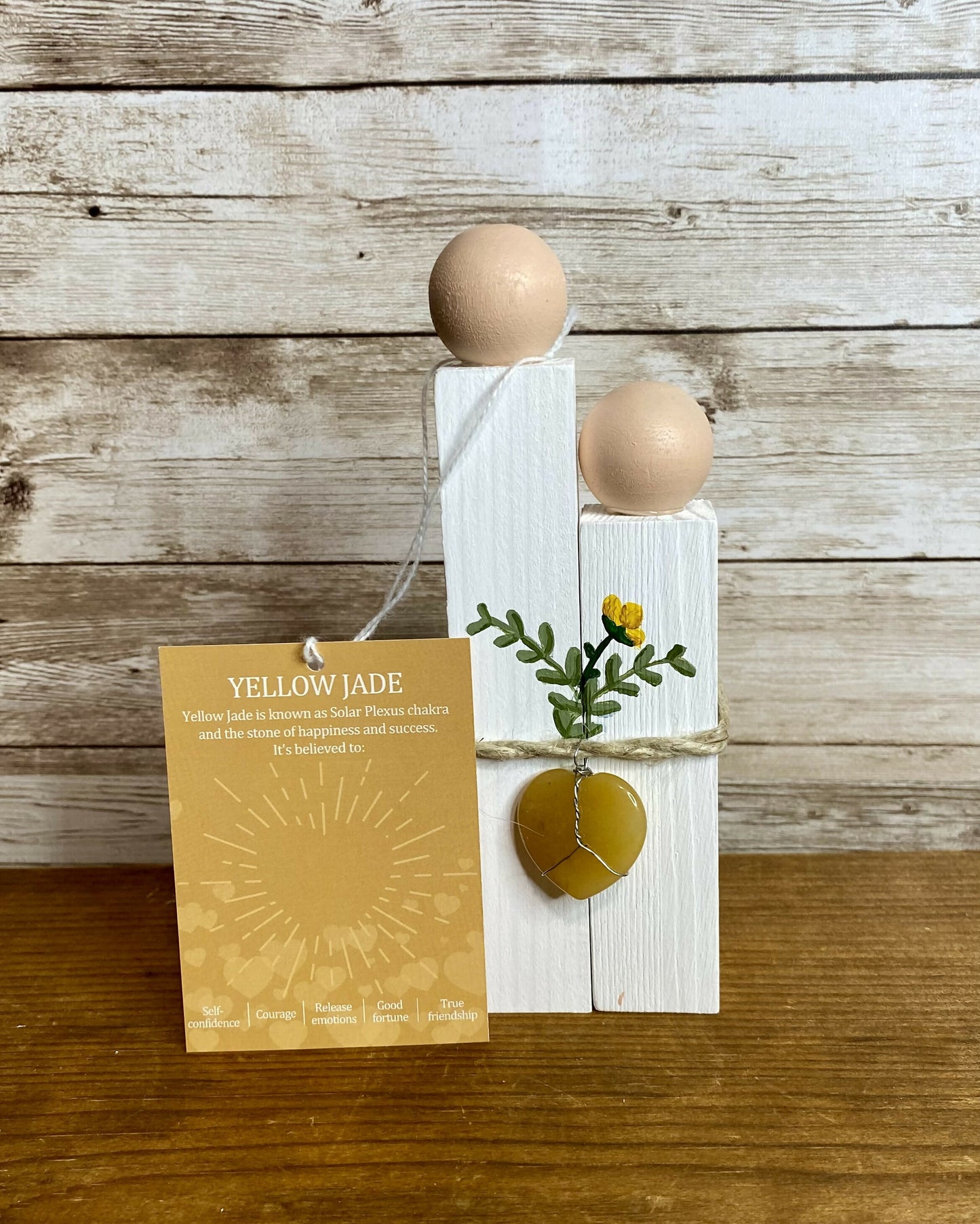 Wood couple with crystal heart