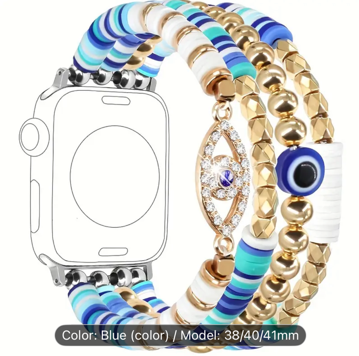 Evil Eye Jewelry Beads Bohemian Bracelet Compatible with Apple Watch Strap