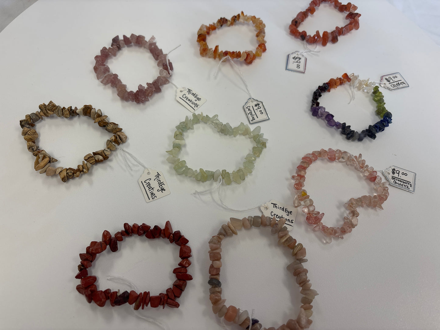 Crystal chip bracelets