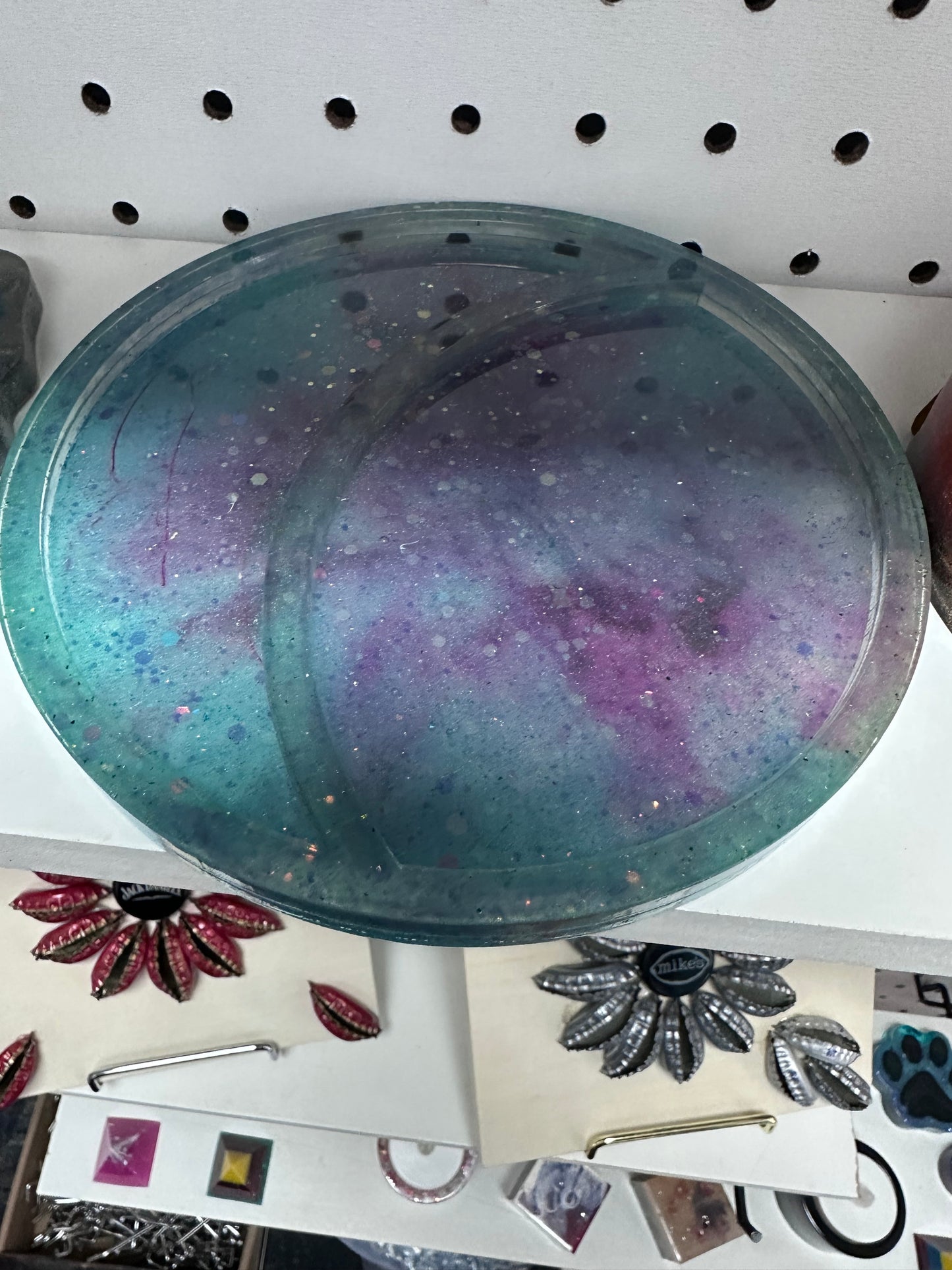 Crescent moon resin tray holder