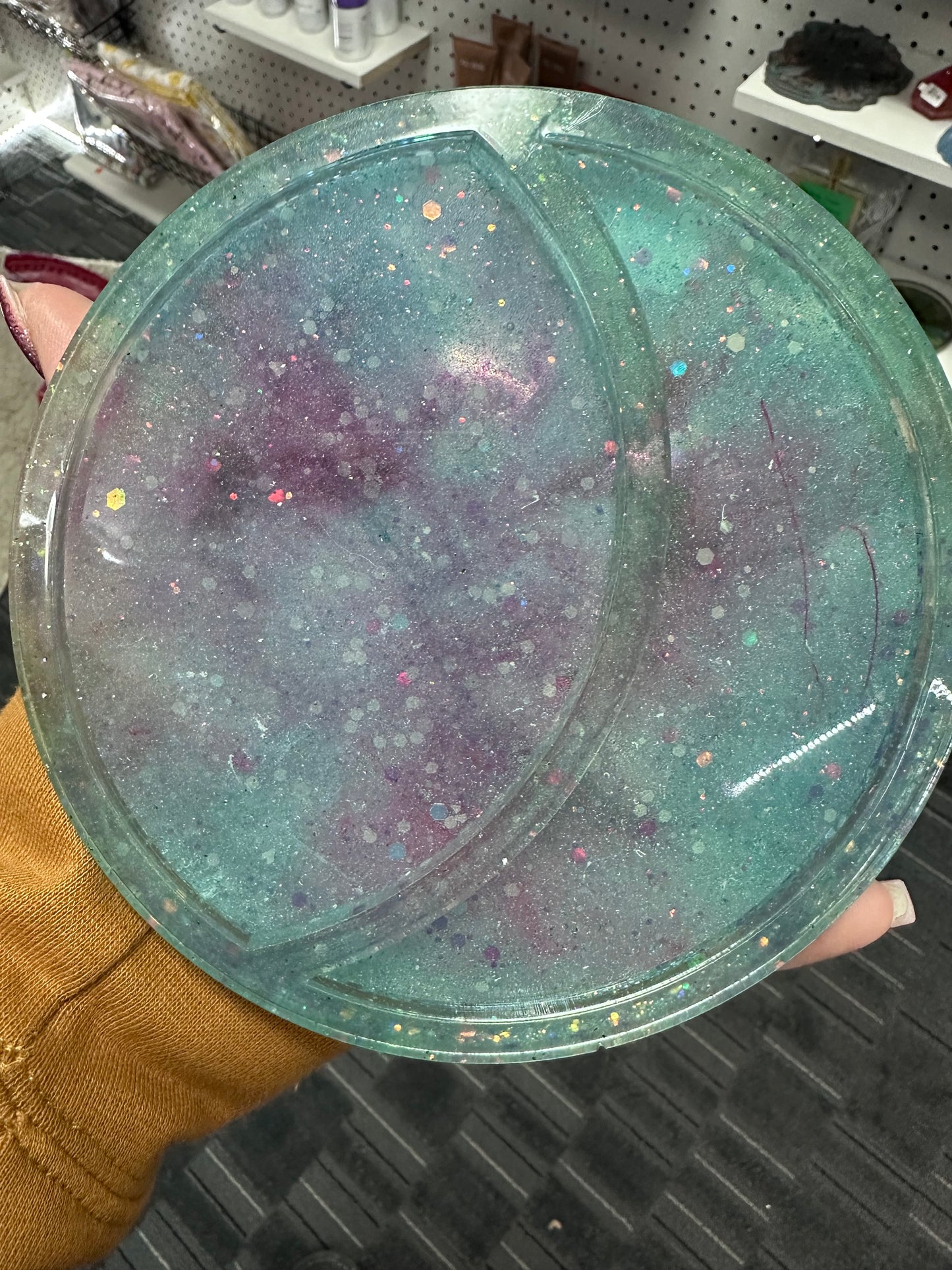 Crescent moon resin tray holder