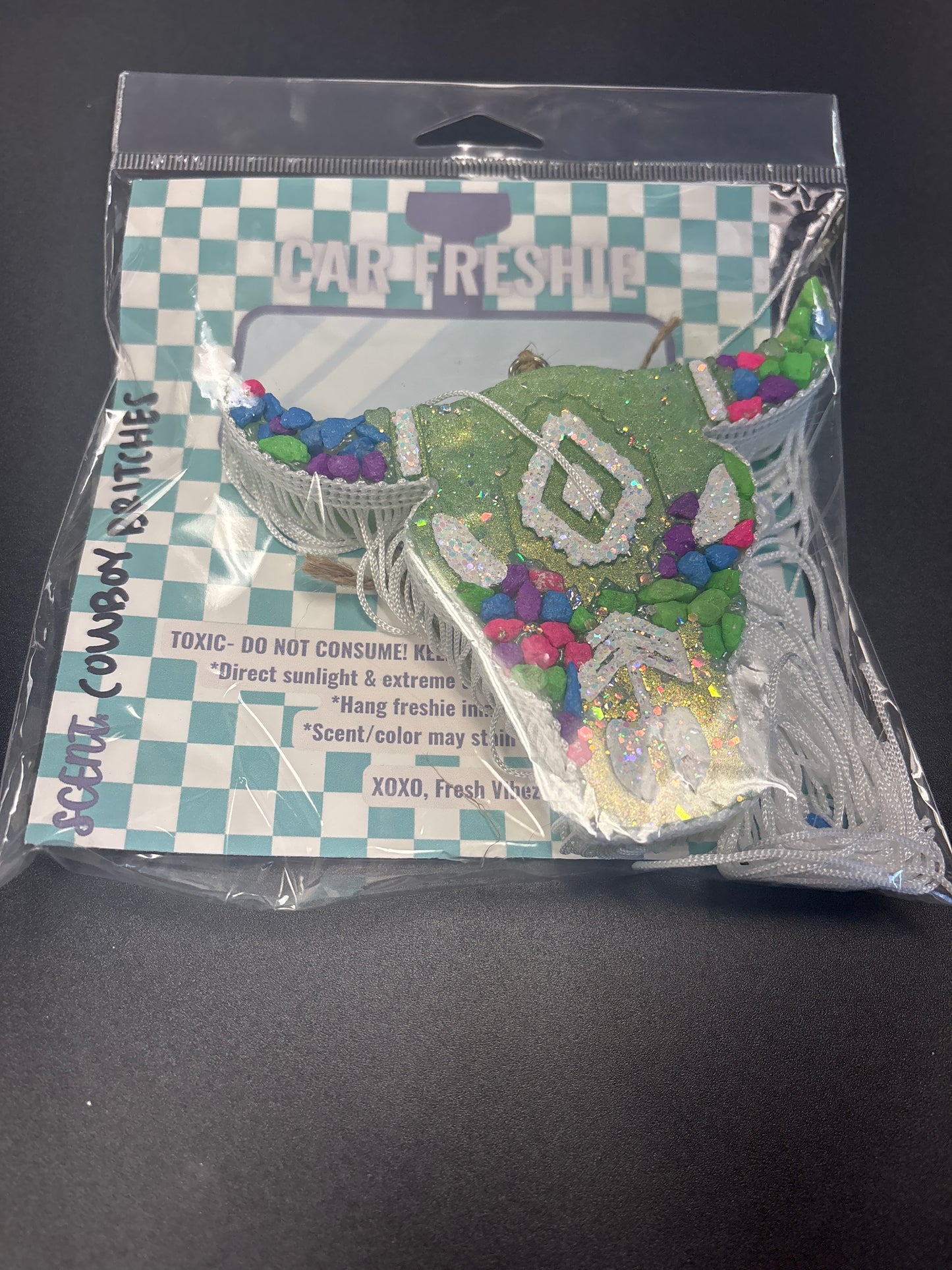 Neon Bull with Stones and Fringe