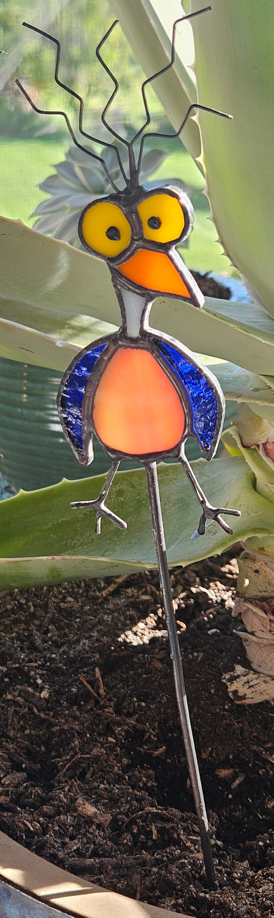 Dodo Bird Blue Wings Orange Belly Stained Glass