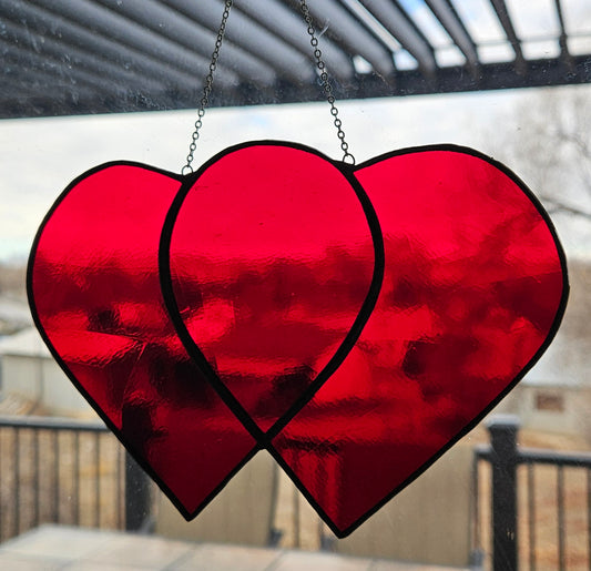Double heart Stained Glass
