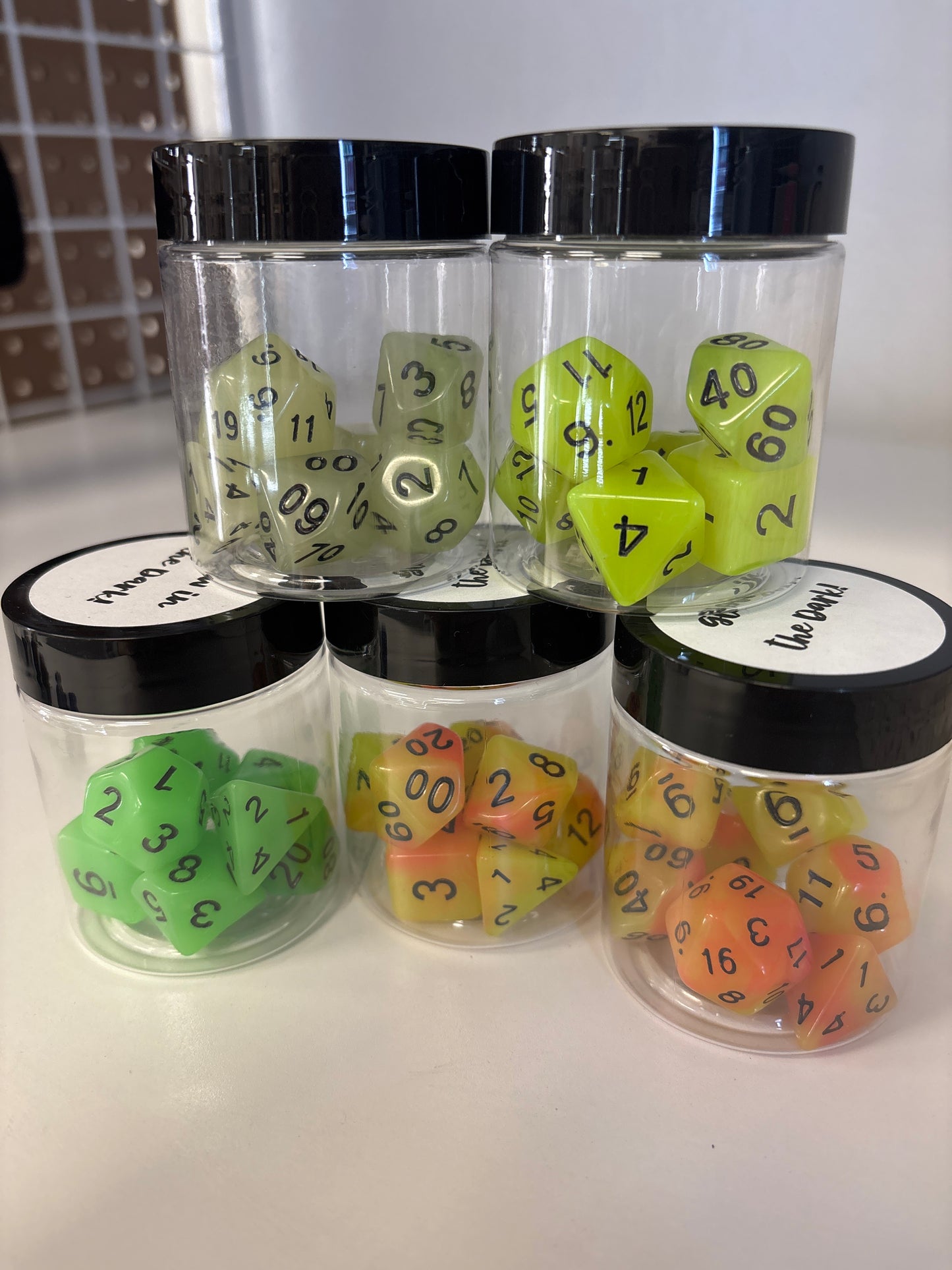 Glow in the dark DND dice