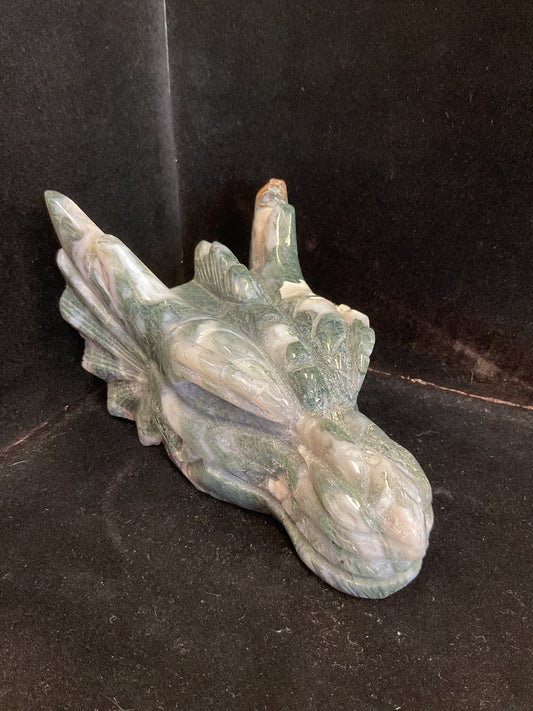 Moss Agate Dragon Head