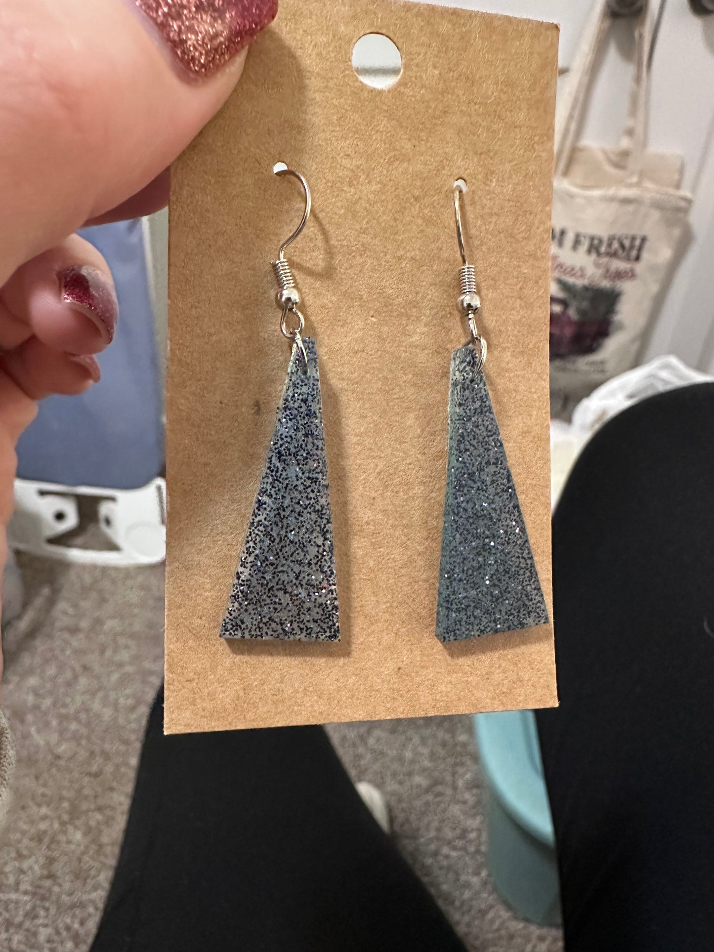 Elongated triangle resin earrings